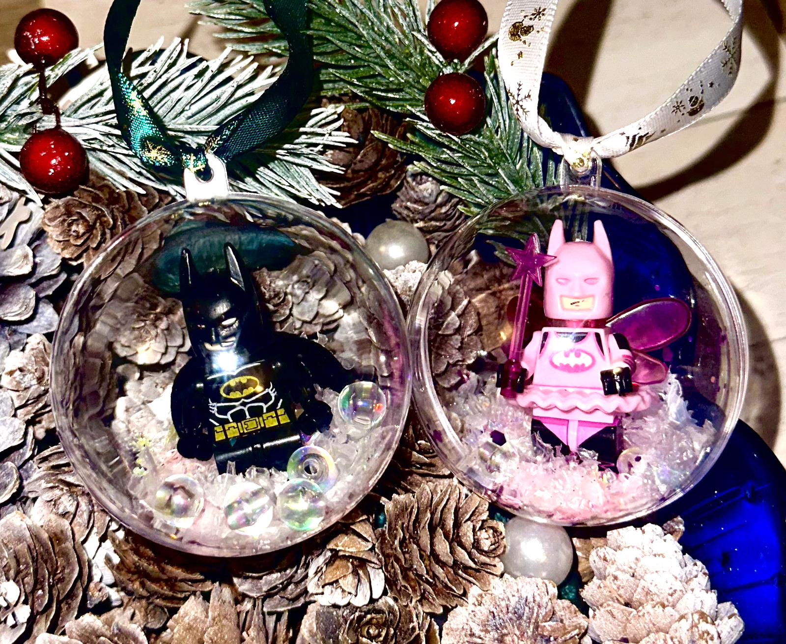 Christmas Pink Batman Mini Figure Bauble Hanging Snowflake Tree 3D Handmade Gift