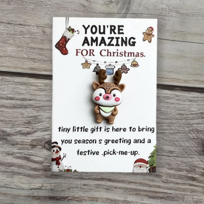 Christmas Gift Pocket Hug Your Amazing Santa Reindeer In Card Gift Secret Santa
