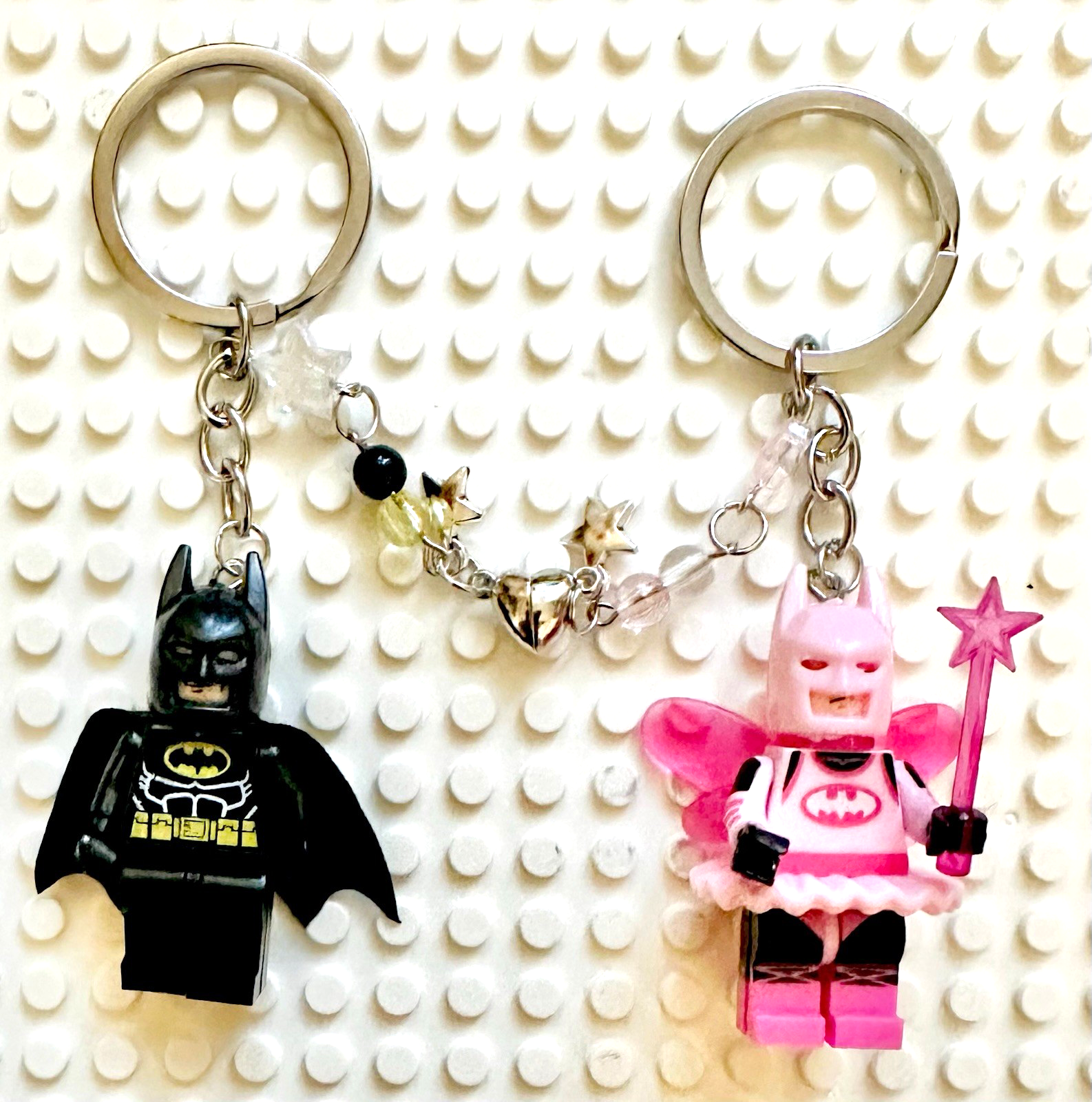 Batman Magnetic 2 Couples Keyring Pink Batgirl DC Bag Charm Car Chain Key Gift