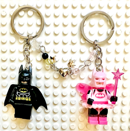 Batman Magnetic 2 Couples Keyring Pink Batgirl DC Bag Charm Car Chain Key Gift