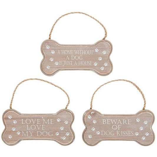 🐾 Dog Puppy Bone hanging sign Wooden plaque paw-prints natural wood Gift