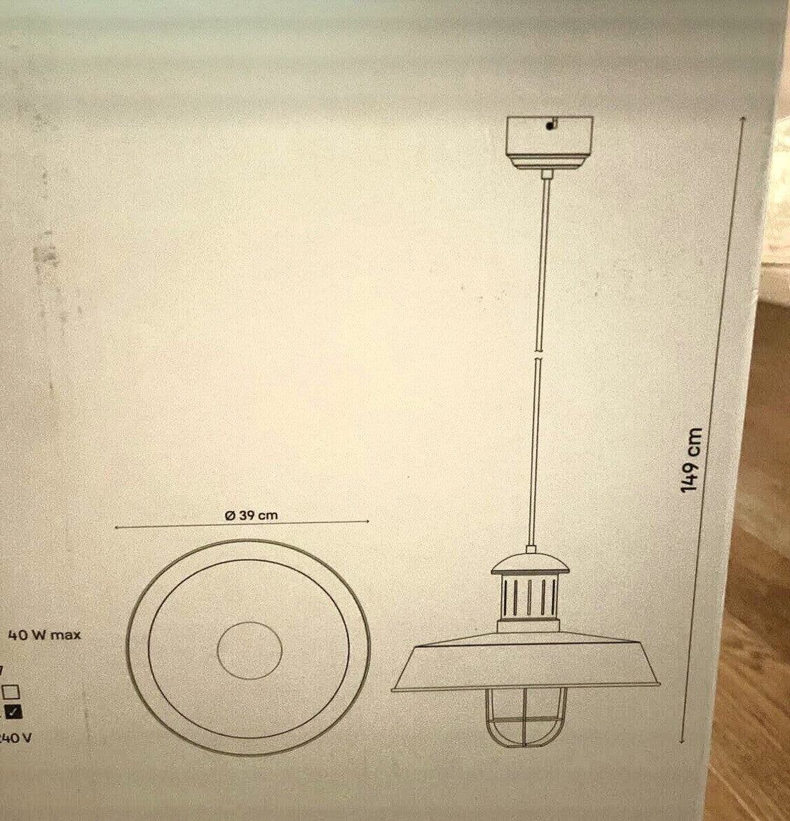 B & Q Silver Pendant Light Ceiling  Lamp Fitting (Dia)390mm 6816 E27 Genly