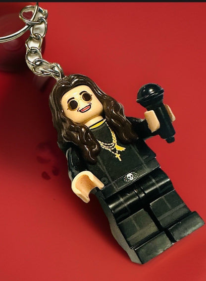 Rock Music Ozzy Osbourne Minifigure Keyring Bat Black Mini Figure Rock Band