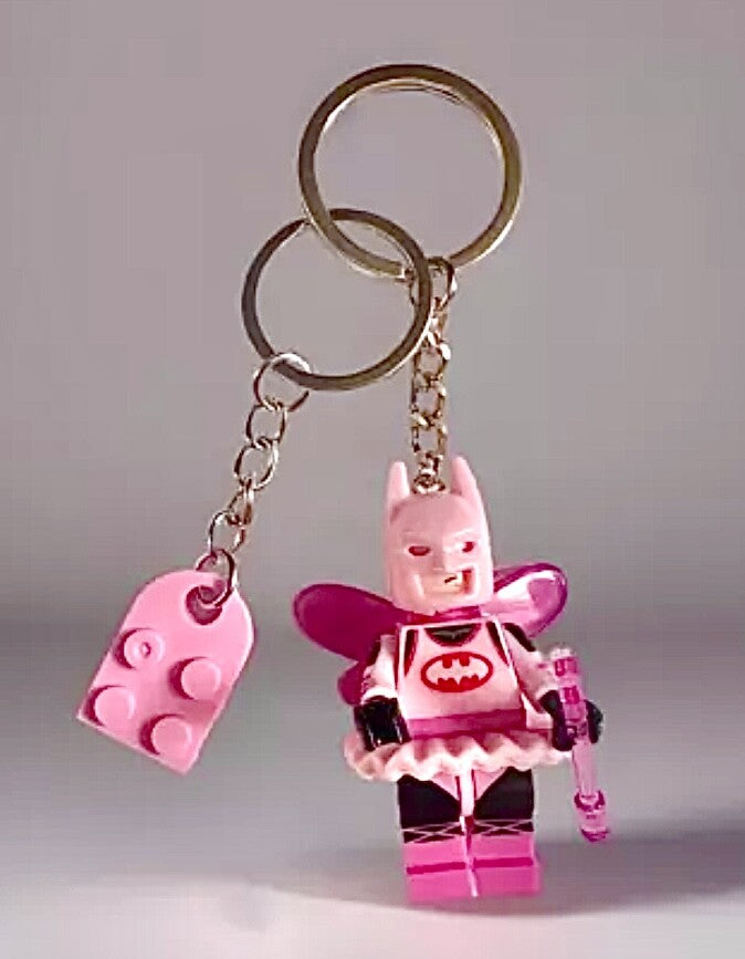Batman Valentines 2 Couples Keyring Pink Batgirl DC Bag Charm Car Chain Key Gift