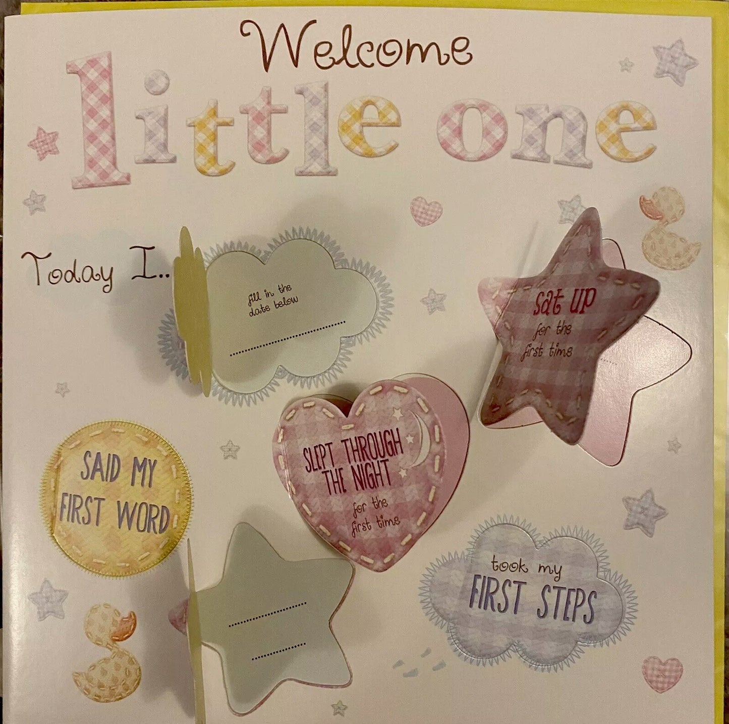 Baby Boy Girl Card Newborn Unisex Quality Welcome Little One milestone open door
