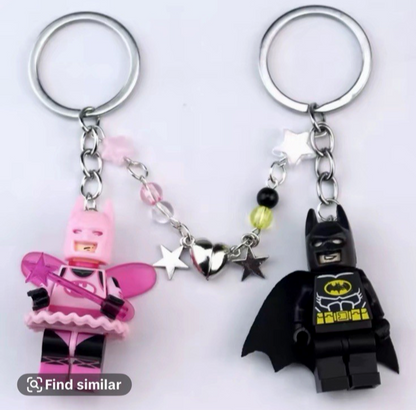 Batman Magnetic 2 Couples Keyring Pink Batgirl DC Bag Charm Car Chain Key Gift