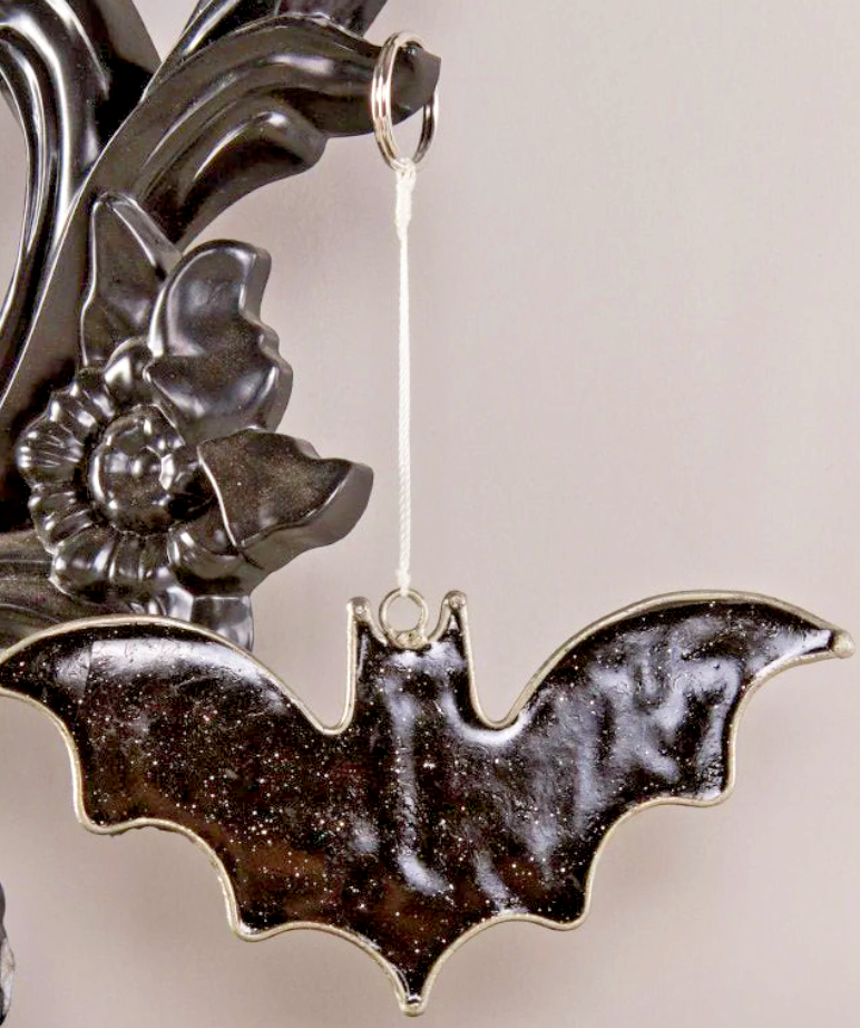 Hanging Halloween black cat sun catcher resin glass bat cauldron moon star decor