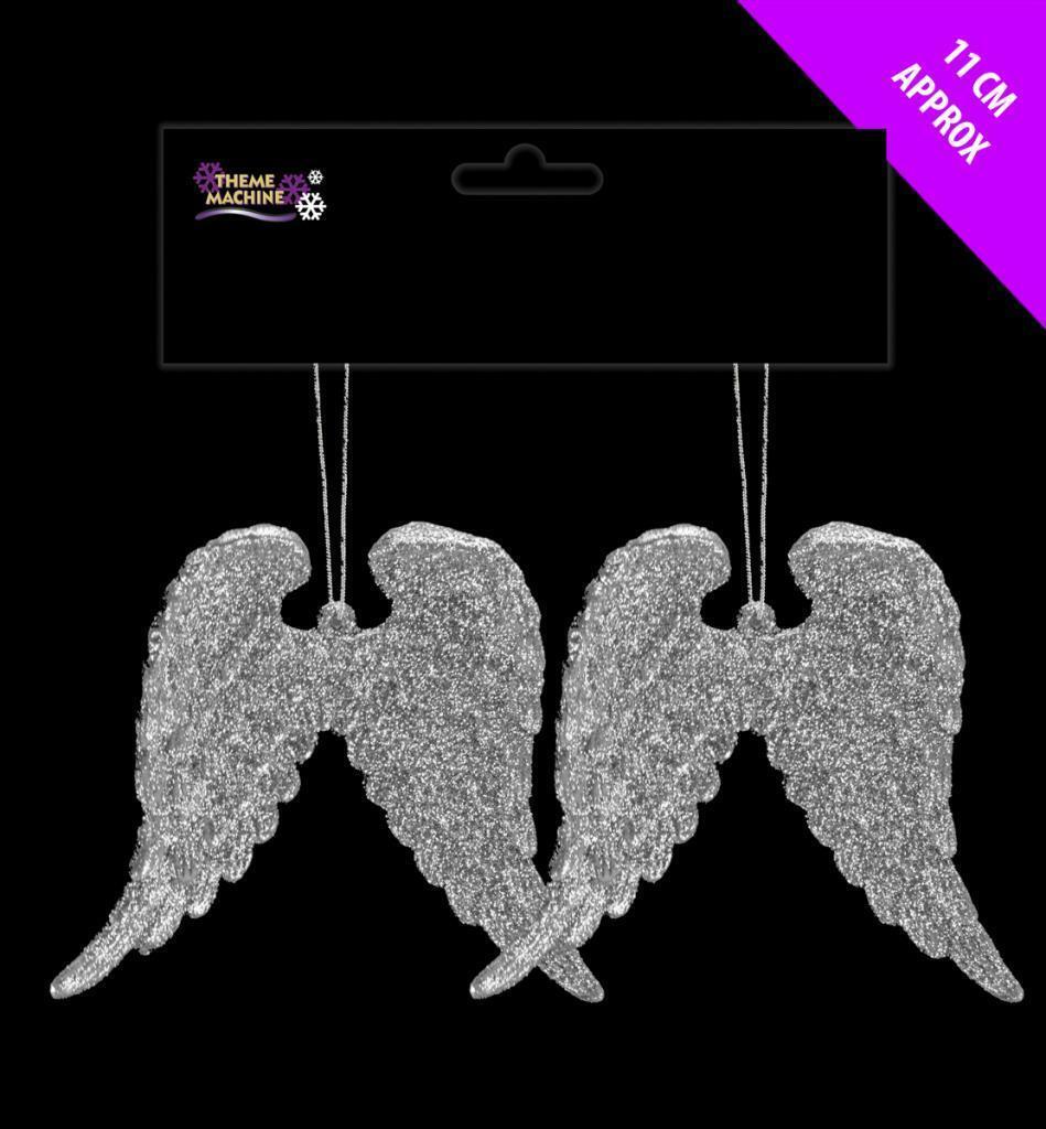 Angel Wings Christmas Silver White Glitter  Hanging Tree Decoration Spiritual