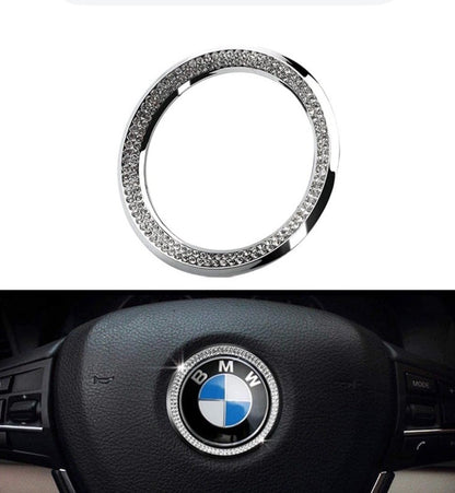 Car BMW Rhinestone Steering Wheel Center Emblem Diamond Trim Sticker Logo
