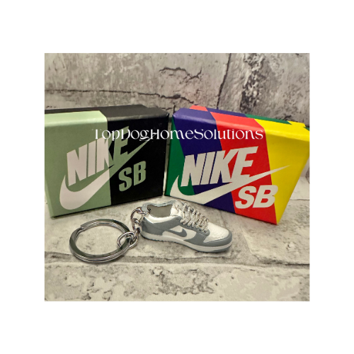 Nike Keyring Dunks SB Trainer Low White Grey Fog Sneaker 3D Keychain Only No Box