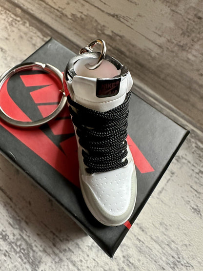 Nike Mini Jordan 3D Trainer sneaker Keyring Grey White Red Black shoe Gift Box