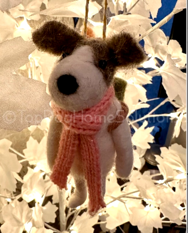 Christmas mum & baby Dog Puppy felt backpack mother hanging tree decoration Xmas