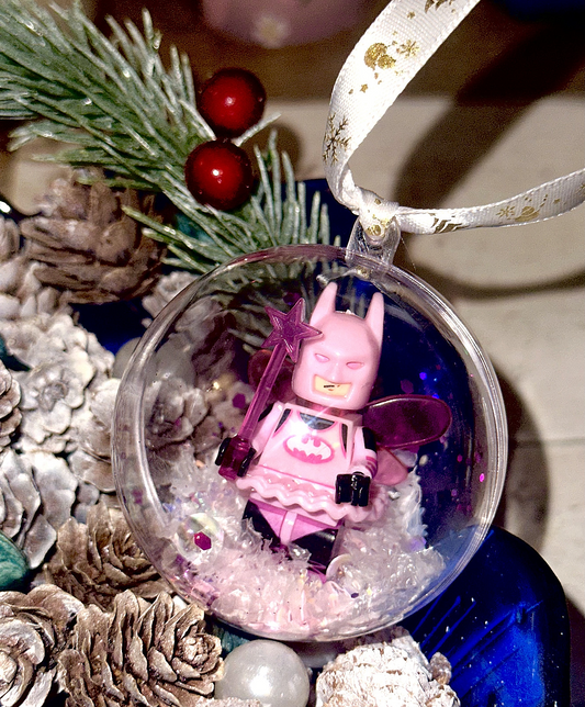 Christmas Pink Batman Mini Figure Bauble Hanging Snowflake Tree 3D Handmade Gift