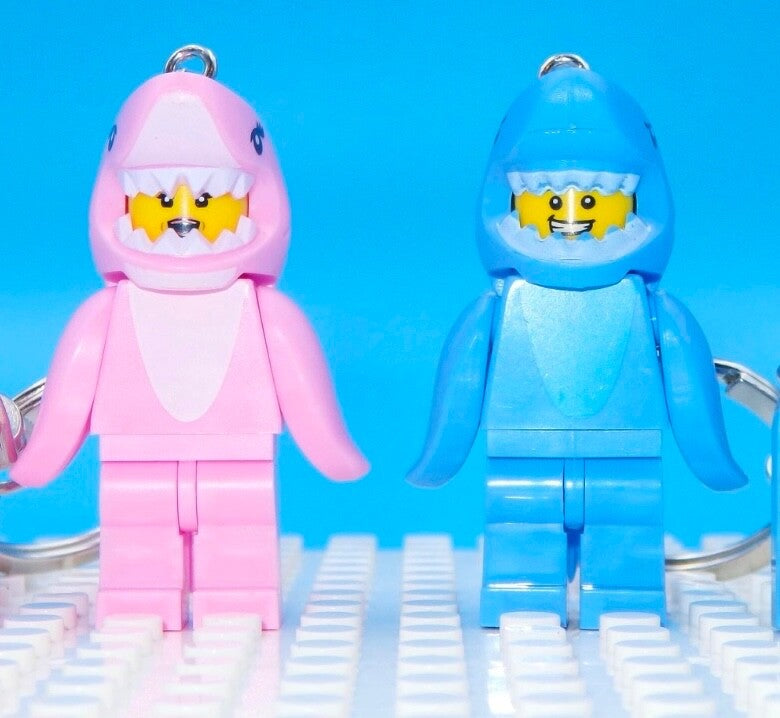 Couples matching Valentines Blue & Pink Shark suit Man Girl Keyring Car keys