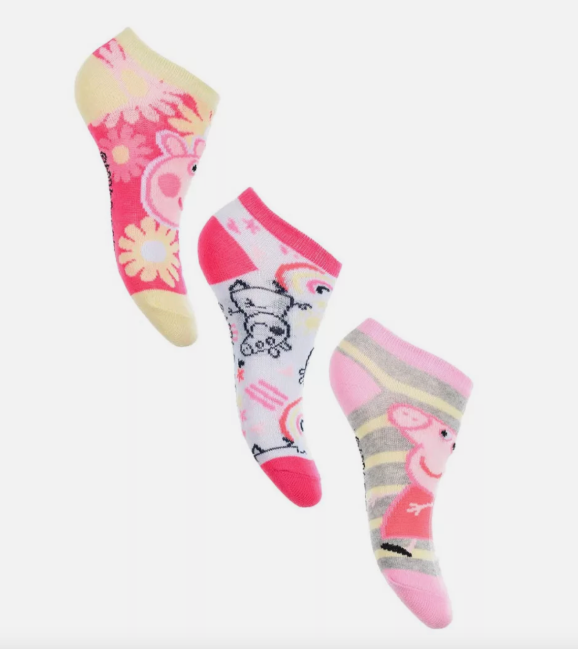 3 Kids Peppa Pig Socks 6 8 9 11 12 trainer invisible secret socks Pk 3 Girl Boy