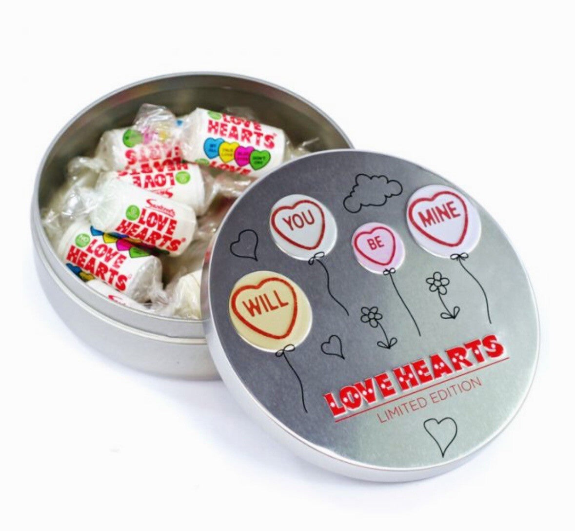 Valentines Day Love Hearts Sweet Tin + Lego Heart Kerings Girlfriend Boyfriend
