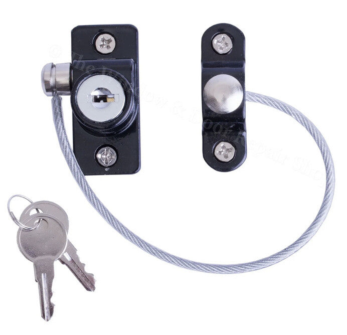 Window Black Restrictor Safety Locking Door Lock UPVC Child Security Wire Cable