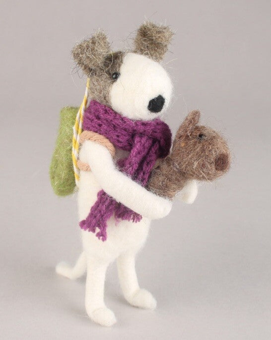 Christmas mum & baby Dog Puppy felt backpack mother hanging tree decoration Xmas