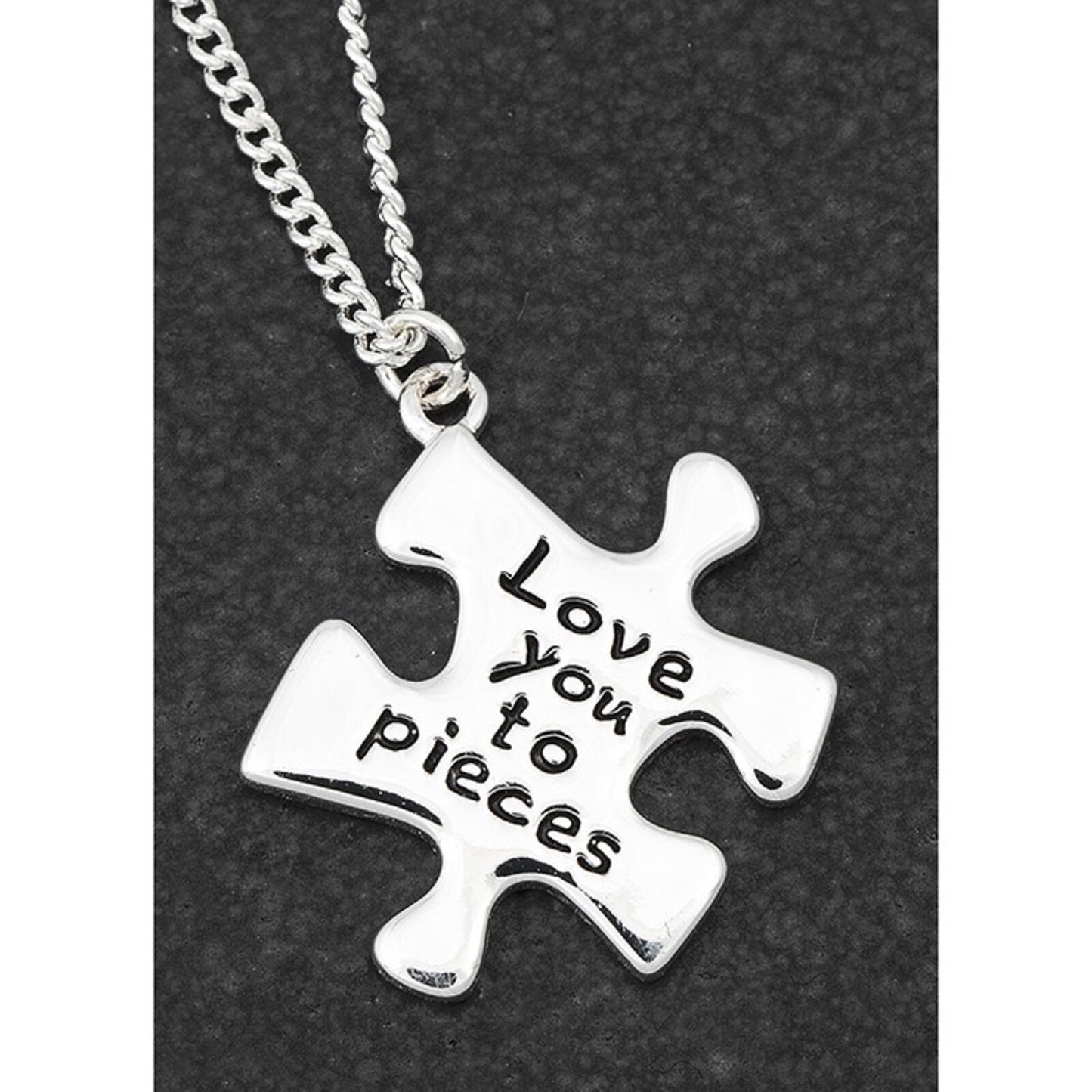 Valentines Day Ladies Jigsaw piece Love You To Pieces necklace gift box Chain