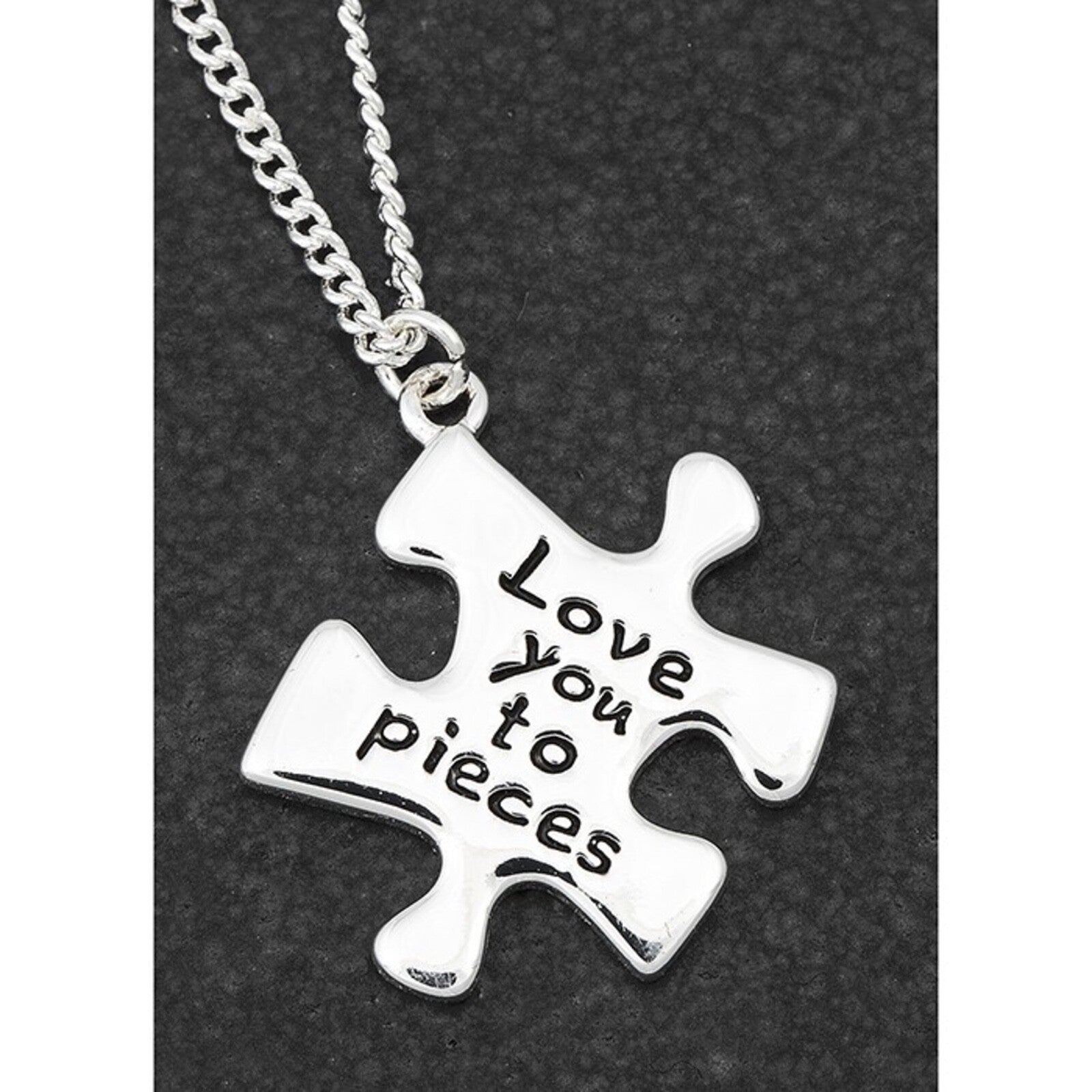 Valentines Day Ladies Jigsaw piece Love You To Pieces necklace gift box Chain
