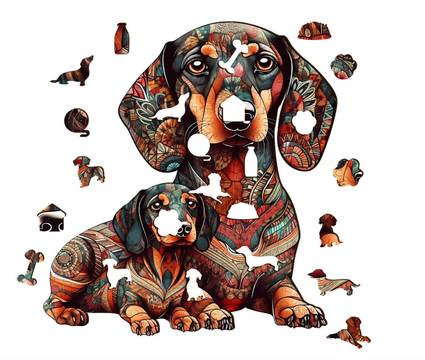 Jigsaw Wooden Sausage Dog Cat Puzzle Gift Xmas Hobby Horse Chihuahua Puppy 30cm