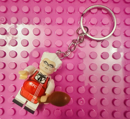 KFC MINI FIGURE KEYRING BAG CHARM PENDANT CHICKEN COLONEL GIFT FOODIE FAST FOOD