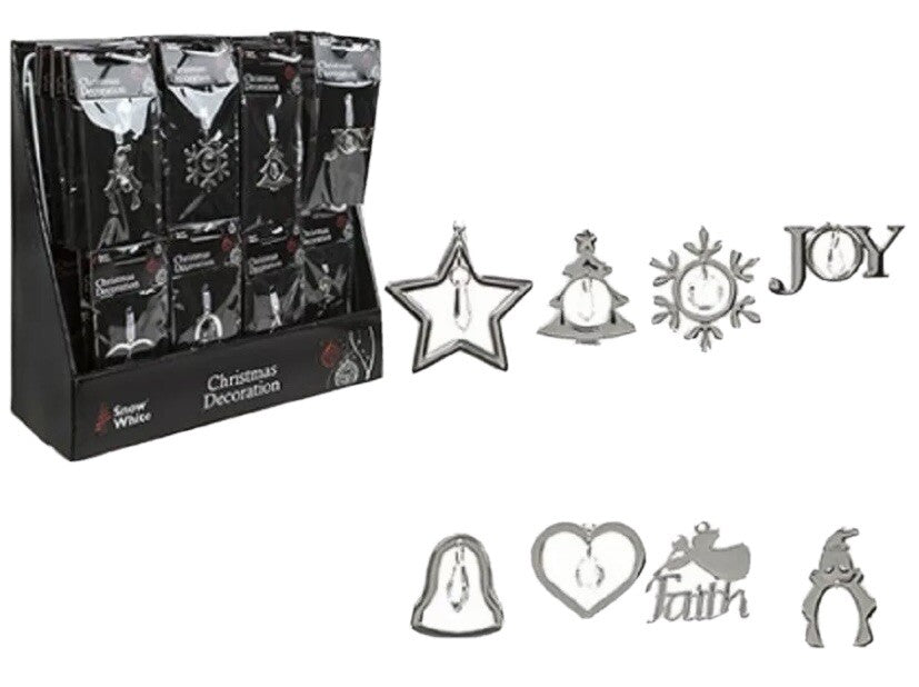 Christmas hanging Decoration Crystal silver Metal tree Bauble bell snowflake joy