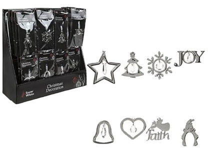 Christmas hanging Decoration Crystal silver Metal tree Bauble bell snowflake joy