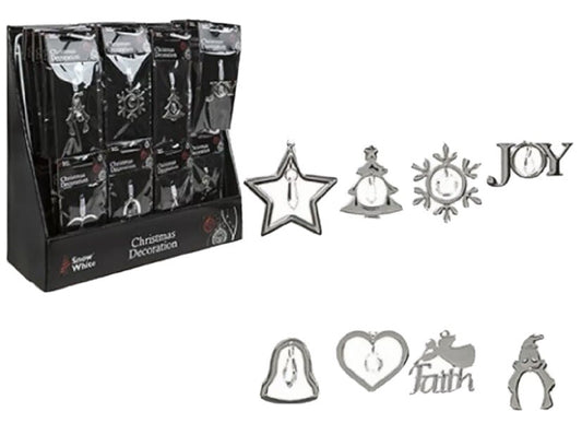 Christmas hanging Decoration Crystal silver Metal tree Bauble bell snowflake joy