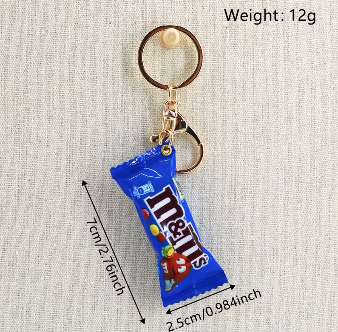 Chocolate M & Ms Keyring Bag Charm 3D Car Keys Chain Yellow Blue Brown Sweets