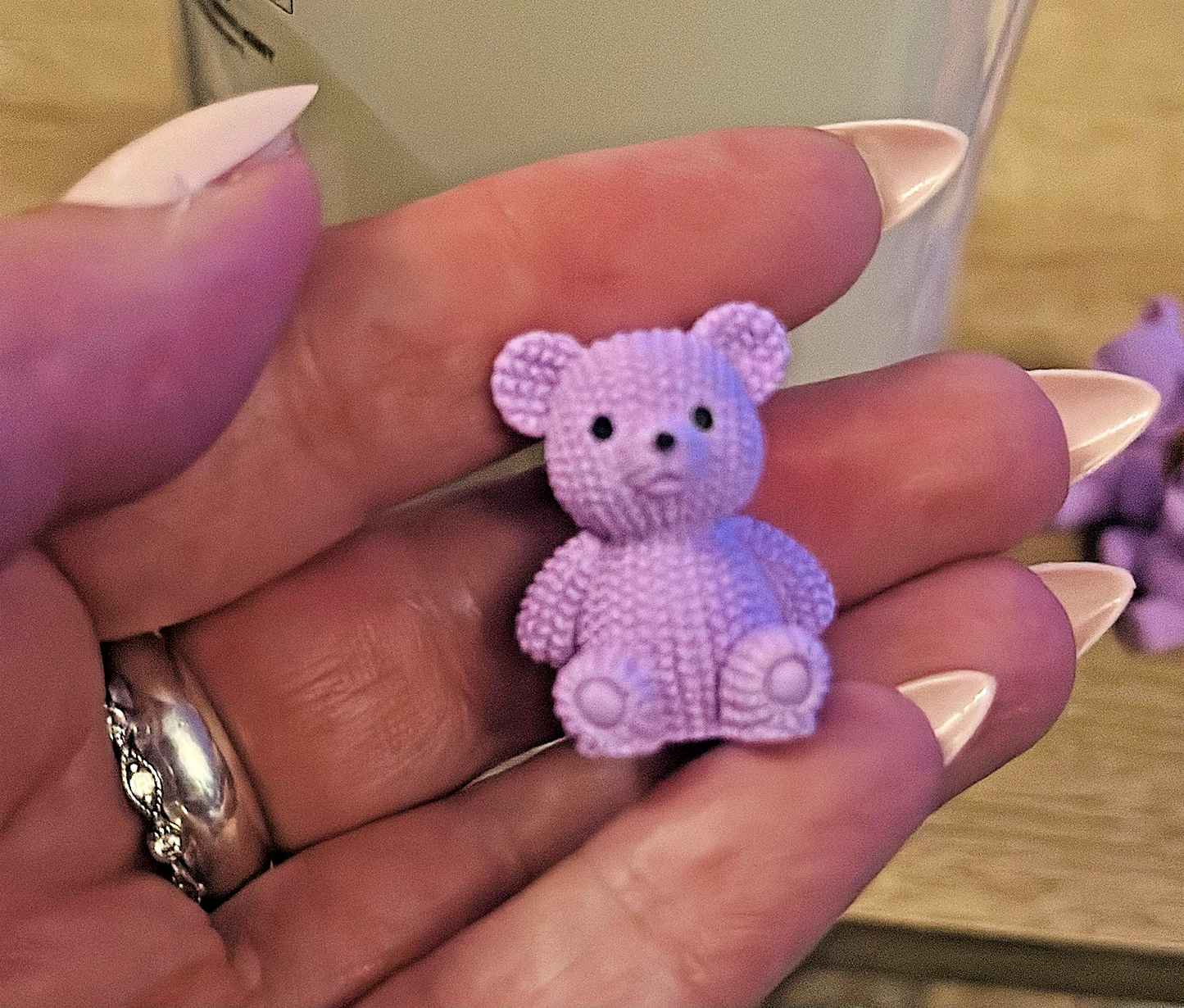 Mini Sitting Teddy Bear Figure Care Pink Brown Gift Love Cute Girlfriend Love