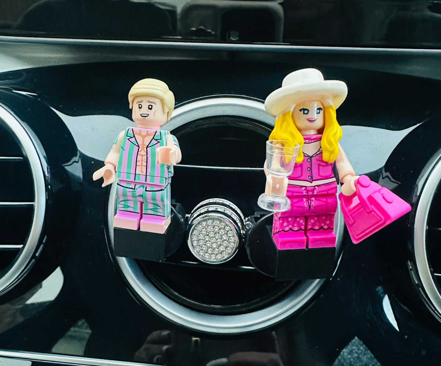 Cute Pink Doll & Ken Air Freshener Mini Figure Car Clip Vent Scent  Gift