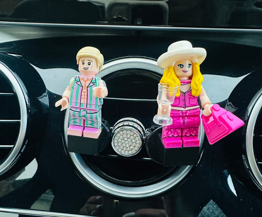 Cute Pink Doll & Ken Air Freshener Mini Figure Car Clip Vent Scent  Gift