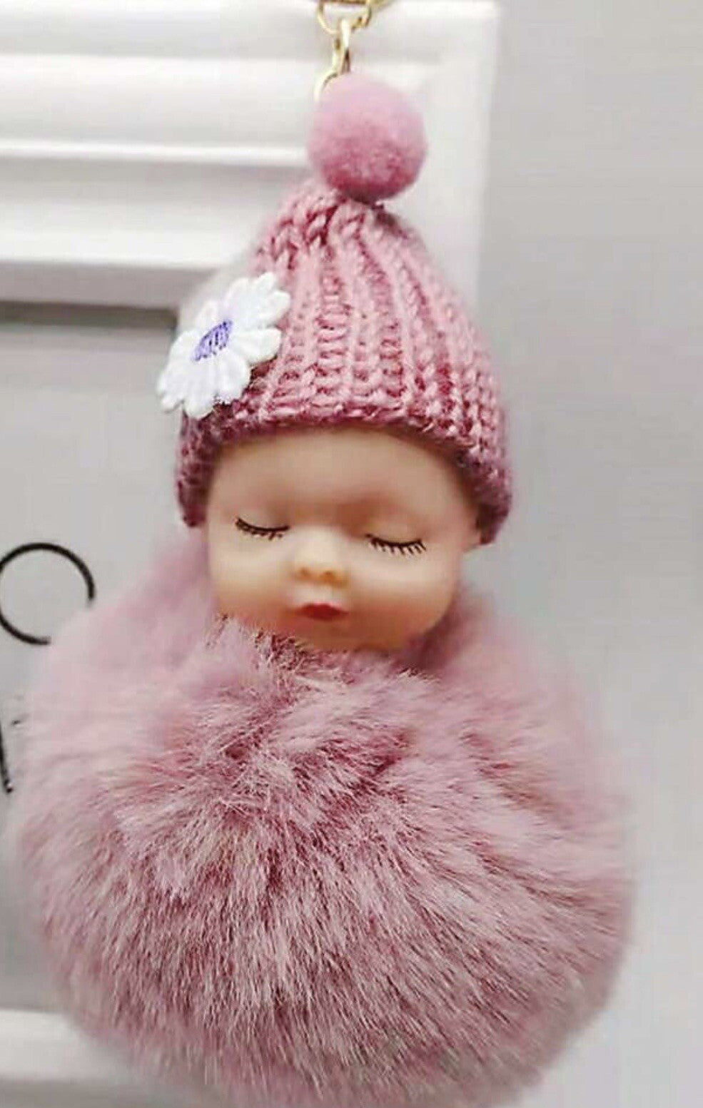 Baby Mama Keyring Pom Pom Car Key chain Bag Charm Doll Blue Pink Red Xmas Gift