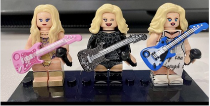 Cute Set 3 Taylor Inspired 3D Mini Figure On Stand Eras Gift Cake Topper Brick