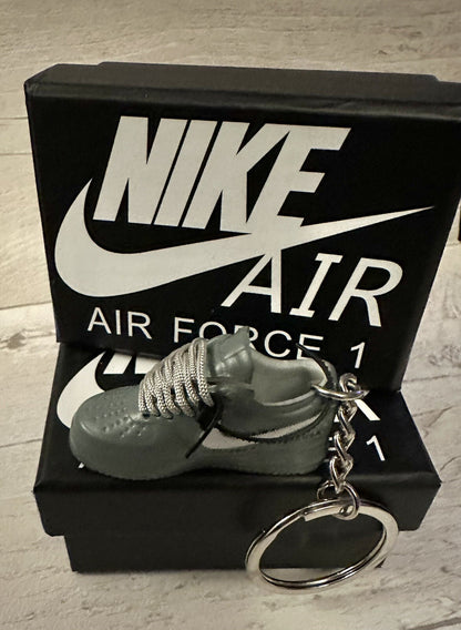 Nike Air Force 1 3D Trainer sneaker Keyring Grey shoe Mini Low Gift Box Car key