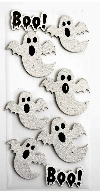 Ghost Glitter Halloween Stickers Kids Boo White Embellishments Craft Cards decor