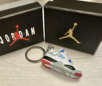 Mini Nike Jordan 4 3D Trainer sneaker Keyring Multi Red Grey Blue shoe Gift Box