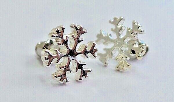 Snowflake Silver earrings pierced Secret Santa pierced stud gift Xmas Christmas