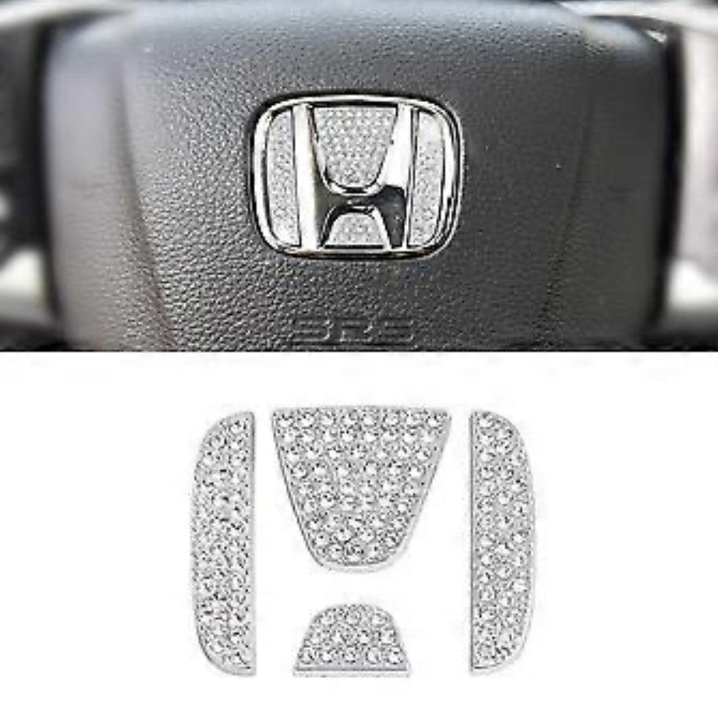 Car Honda Rhinestone Steering Wheel Center Emblem Trim Diamond Sticker Logo
