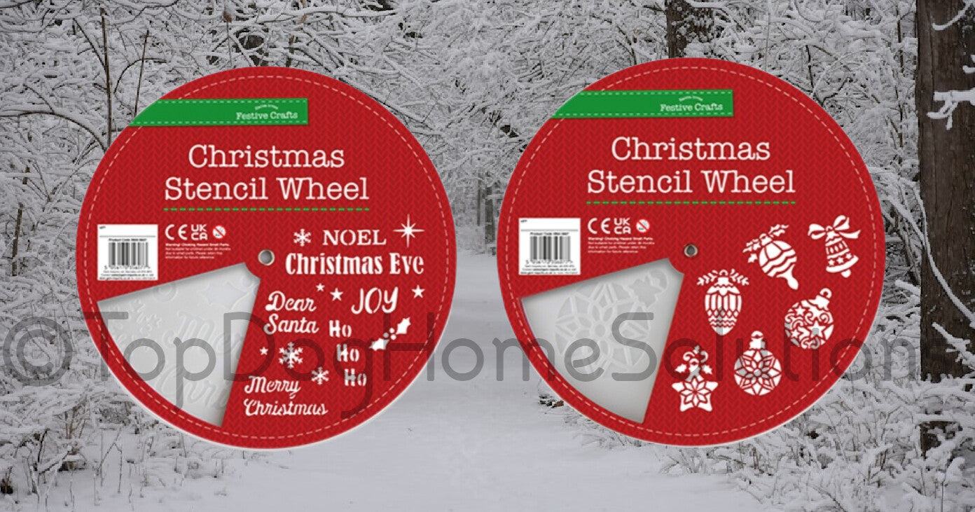 Christmas Stencil baubles Shapes Words Large Wheel Craft Art Card Making Reuse