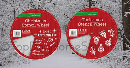 Christmas Stencil baubles Shapes Words Large Wheel Craft Art Card Making Reuse