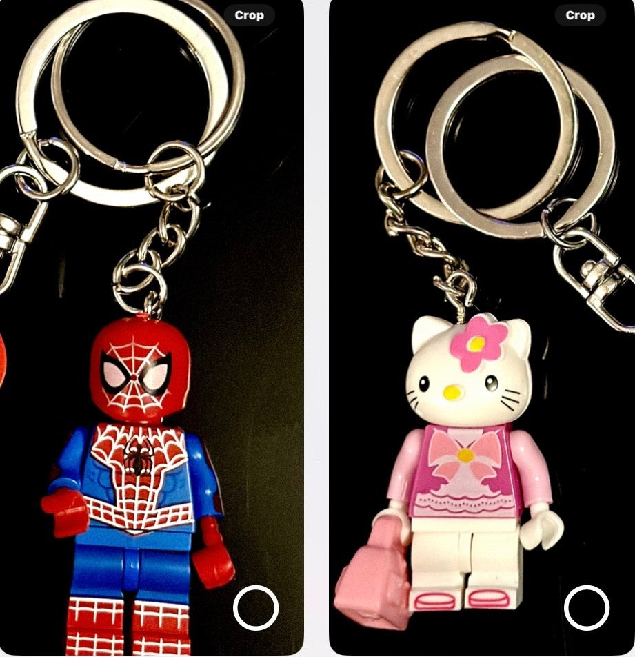 2 Cute Hello Kitty Spiderkitty Spider Man Set Pair Keyring Hearts Couples