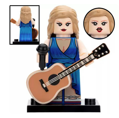 Cute Taylor Inspired 3D Mini Figure On Stand Eras Gift Cake Topper Brick