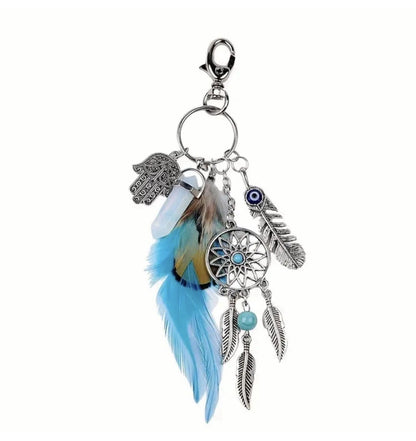Dream catcher Keyring Car Keys Bag Agate Crystal Charm Gift Pendant Yin Yang