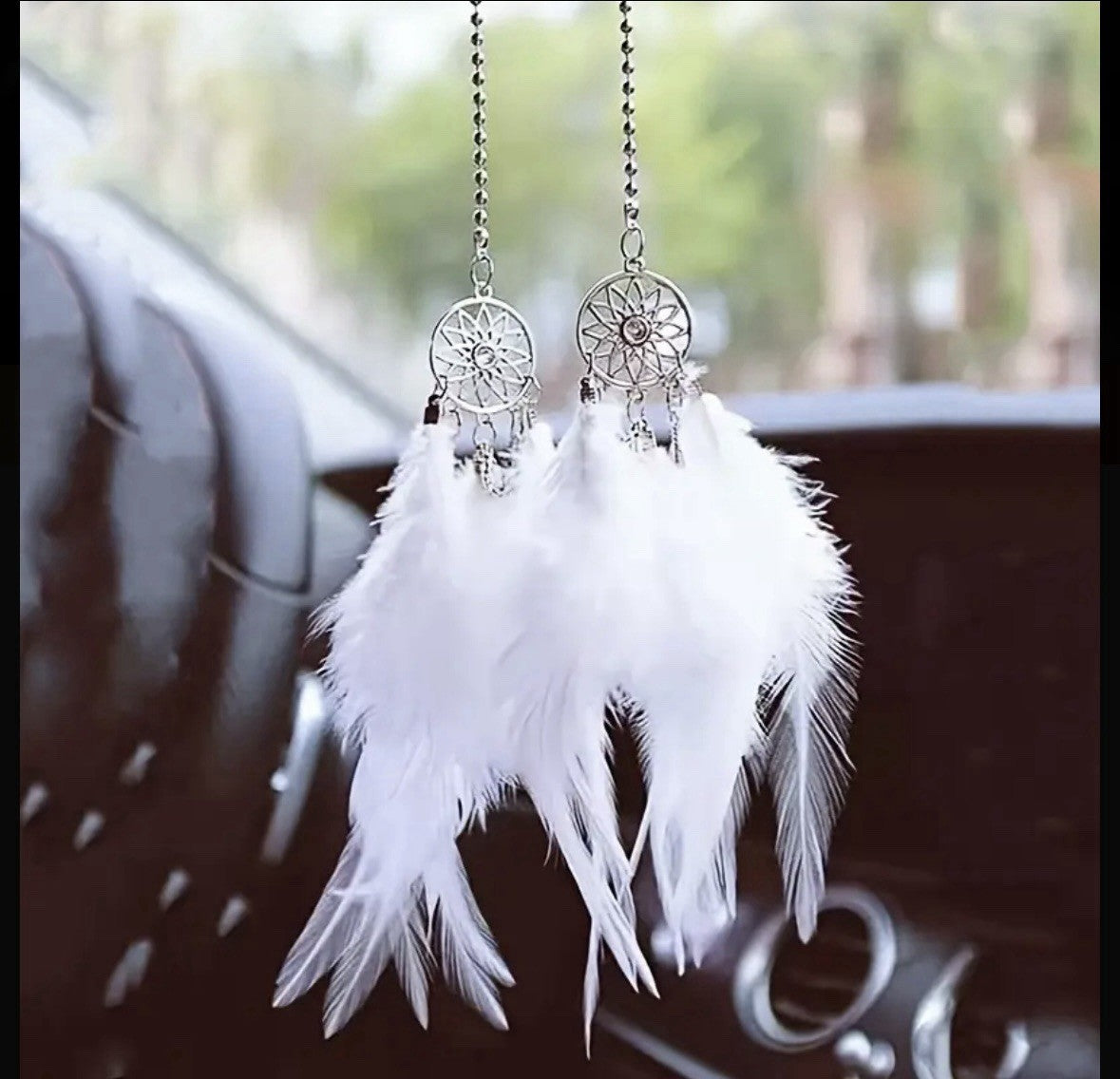 Hanging Car Dream Catcher Spiritual Grey Black White Mirror Interior Feather