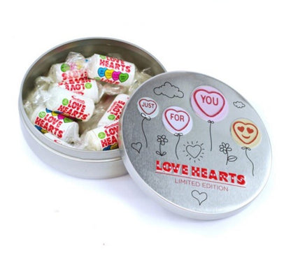 Valentines Day Love Hearts Sweet Tin + Lego Heart Kerings Girlfriend Boyfriend