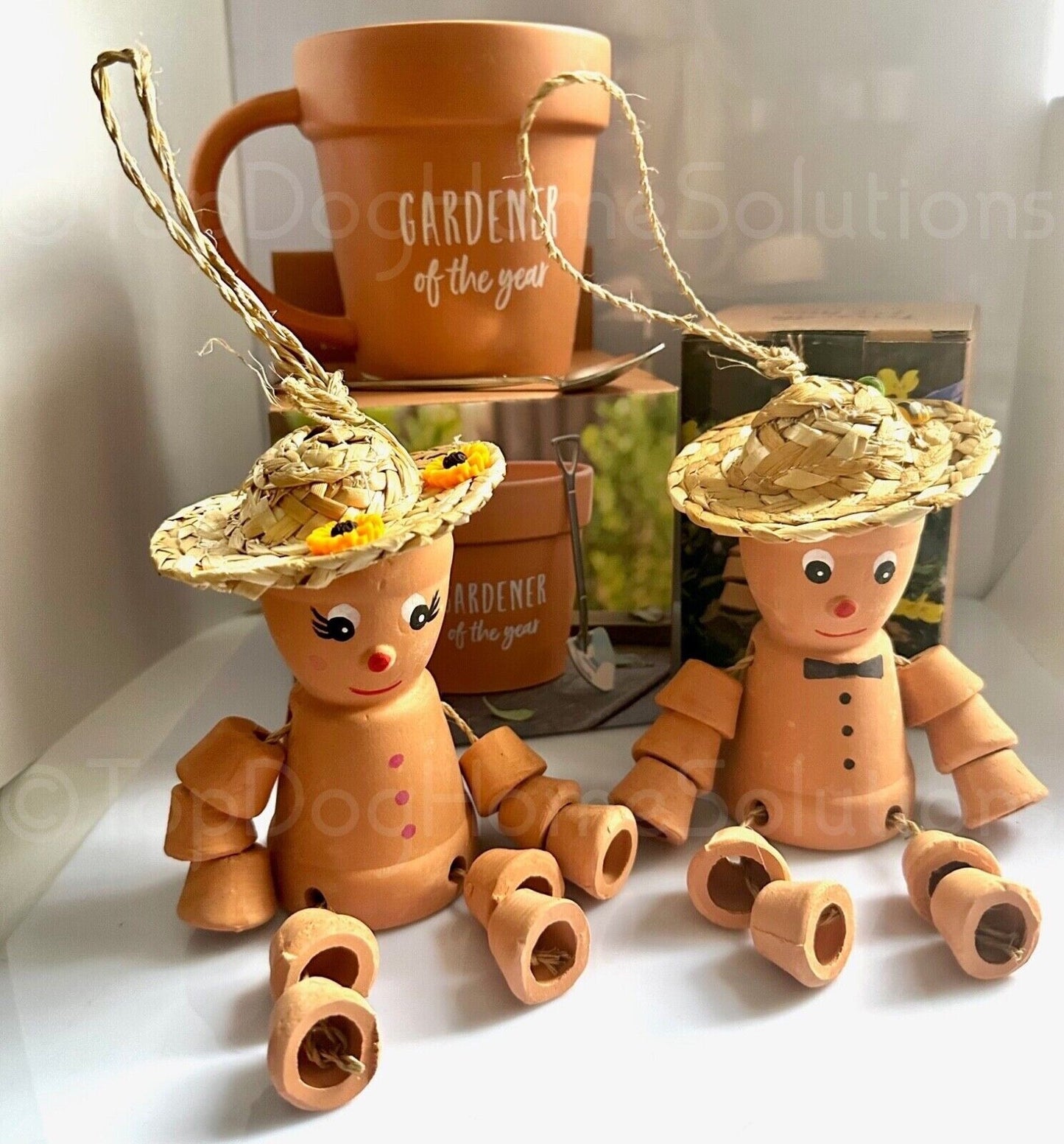 Xmas His Hers Gardener Mug coffee terracotta plant pot shovel spoon Set Gift