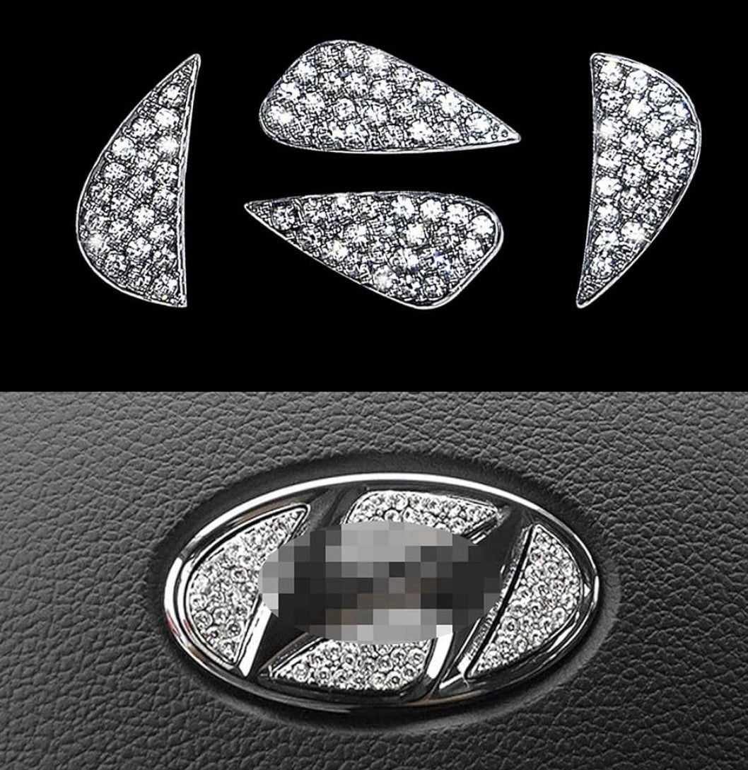 Car Hyundai Rhinestone Steering Wheel Center Emblem Trim Diamond Sticker Logo