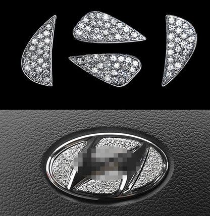 Car Hyundai Rhinestone Steering Wheel Center Emblem Trim Diamond Sticker Logo